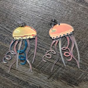 Reflective jelly fish earrings